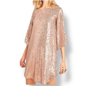 Anthropologie Starling Sequin Tunic Dress Rose Gold Women's XL Party Dress